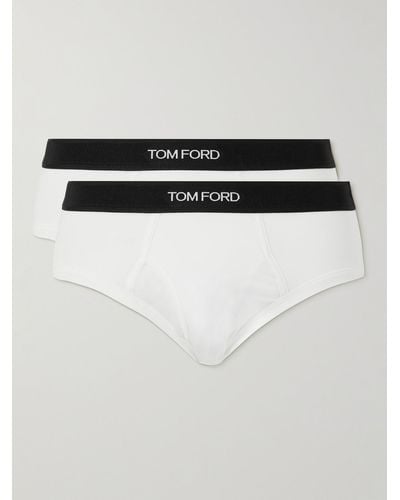 Tom Ford Confezione da due slip in misto cotone e modal stretch - Bianco