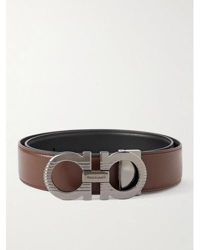 Ferragamo 3.5cm Gancini Reversible Leather Belt - Brown