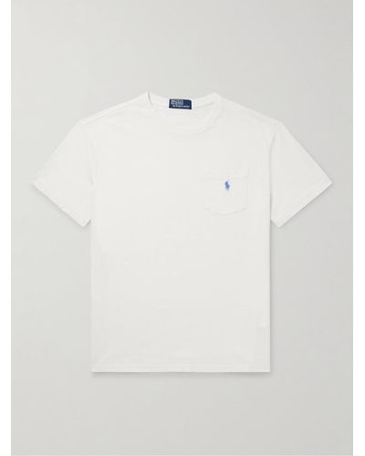 Polo Ralph Lauren Logo-embroidered Cotton And Linen-blend Jersey T-shirt - White
