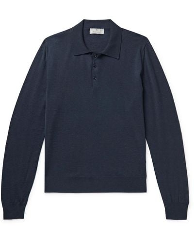 Canali Slim-fit Merino Wool Polo Shirt - Blue