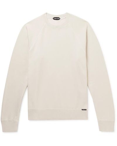 Tom Ford Garment-dyed Cotton-jersey Sweatshirt - Natural