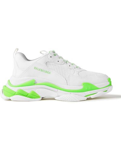 Balenciaga Triple S Mesh And Faux Leather Sneakers - Green