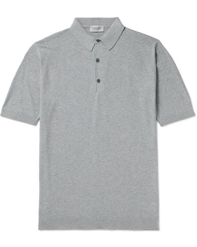 John Smedley Roth Slim-fit Sea Island Cotton-piqué Polo Shirt - Gray