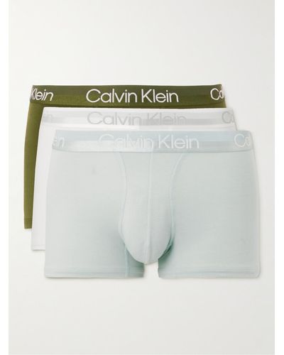 Calvin Klein Three-pack Stretch-cotton Boxer Briefs - Green