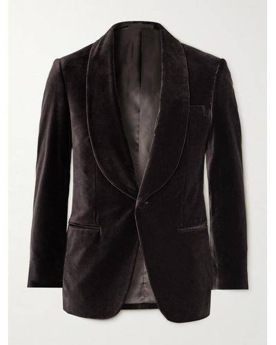 Kingsman Shawl-collar Cotton-velvet Tuxedo Jacket - Black