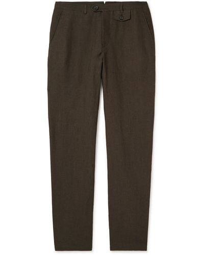 Oliver Spencer Fishtail Tapered Linen Pants - Brown