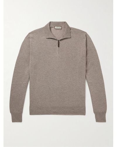 Canali Slim-fit Wool Half-zip Jumper - Grey
