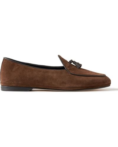 Rubinacci Marphy Leather-trimmed Suede Tasseled Loafers - Brown