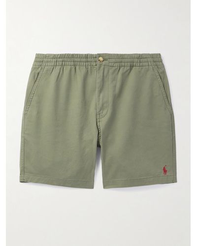 Polo Ralph Lauren Straight-leg Logo-embroidered Stretch-cotton Twill Shorts - Green