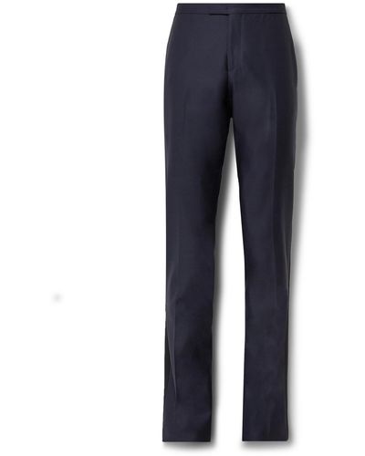 Boglioli Slim-fit Satin-trimmed Wool-blend Tuxedo Pants - Blue