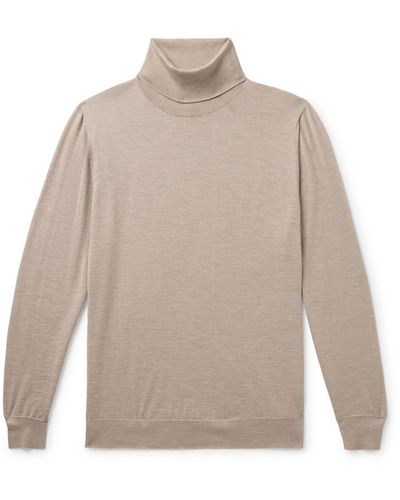 Kiton Cashmere And Silk-blend Rollneck Sweater - White