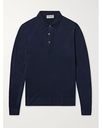 John Smedley Belper Slim-fit Merino Wool Polo Shirt - Blue