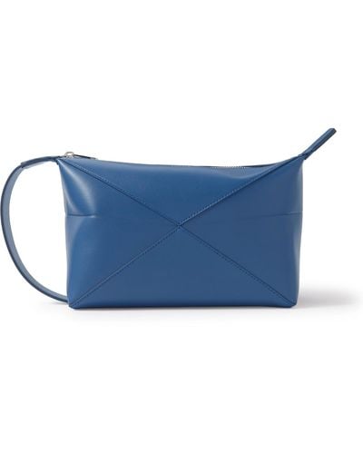 Loewe Puzzle Fold Leather Wash Bag - Blue