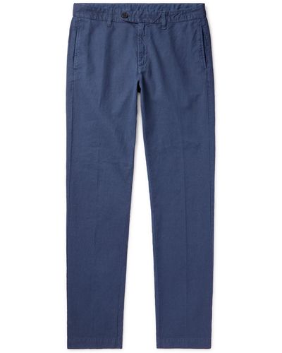 Massimo Alba Winch2 Straight-leg Cotton And Linen-blend Pants - Blue