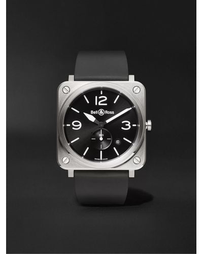 Bell & Ross Orologio 39 mm in acciaio con cinturino in gomma BR S - Nero