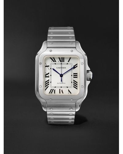 Cartier Santos Automatic 35.6mm Interchangeable Stainless Steel And Leather Watch - Black