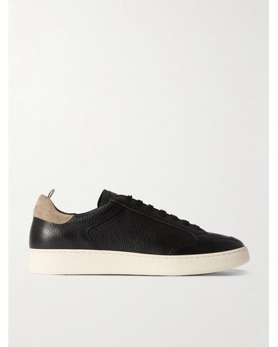 Officine Creative The Dime Suede-trimmed Full-grain Leather Trainers - Black