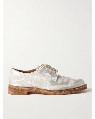 Maison Margiela Distressed Velvet Derby Shoes - White