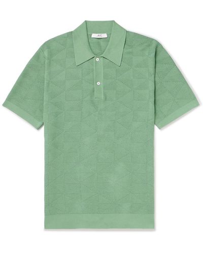 MR P. Jacquard-knit Cotton Polo Shirt - Green