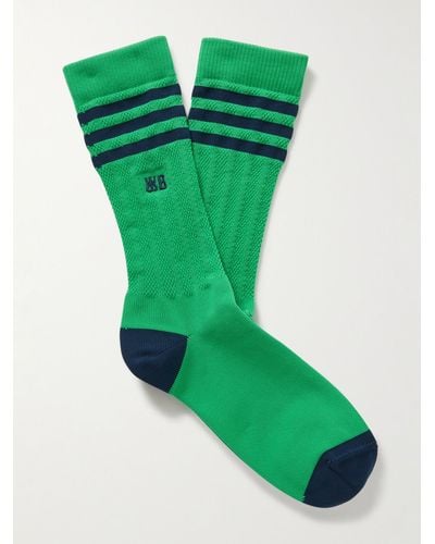 adidas Originals Wales Bonner Logo-embroidered Striped Recycled Ribbed-knit Socks - Green