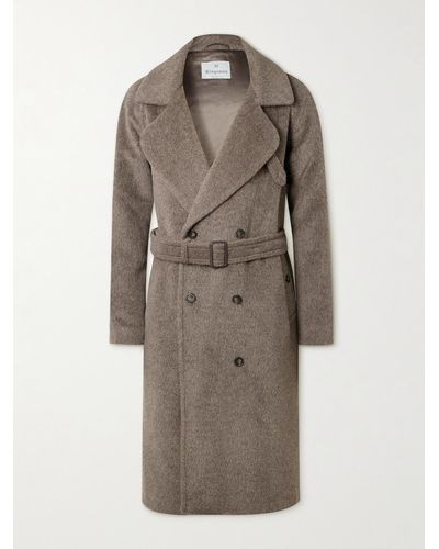 Kingsman Double-breasted Belted Alpaca And Wool-blend Coat - Natural
