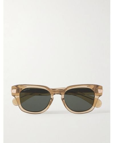 Gucci D-frame Acetate And Gold-tone Sunglasses - Natural