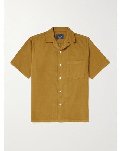 Portuguese Flannel Convertible-collar Cotton-corduroy Shirt - Yellow