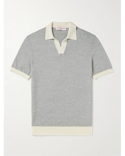 Orlebar Brown Horton Wool And Cotton-blend Polo Shirt - Grey
