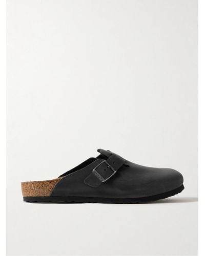 Birkenstock Boston Oiled-leather Clogs - Black