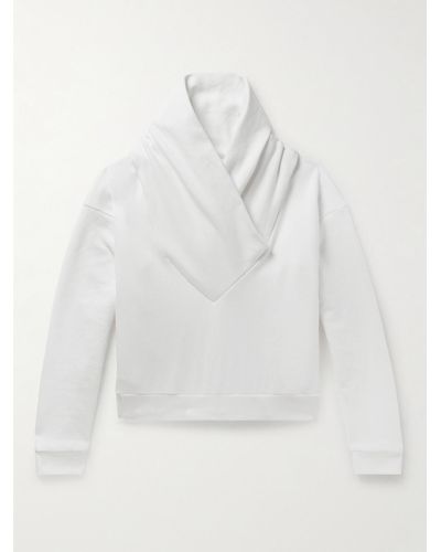 Saint Laurent Felpa in jersey di cotone con collo a scialle - Bianco