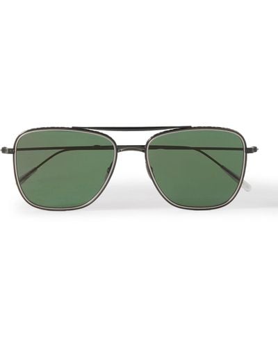 Mr. Leight Novarro Aviator-style Gold-tone Sunglasses - Green