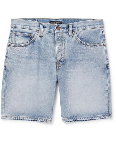 Nudie Jeans Seth Straight-leg Denim Shorts - Blue
