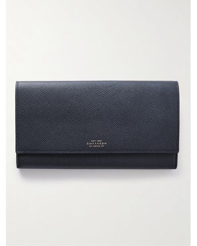 Smythson Cross-grain Leather Travel Wallet - Blue
