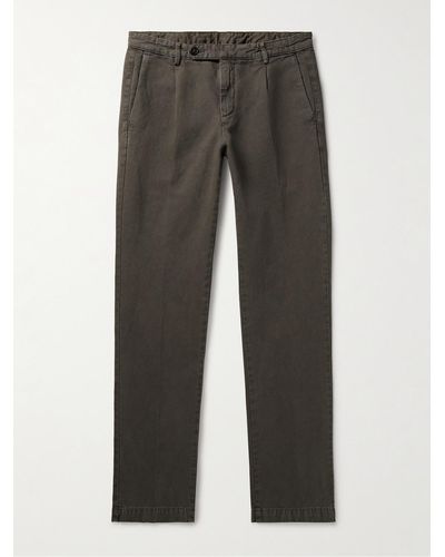 Massimo Alba Ionio2 Straight-leg Pleated Cotton And Hemp-blend Gabardine Pants - Grey