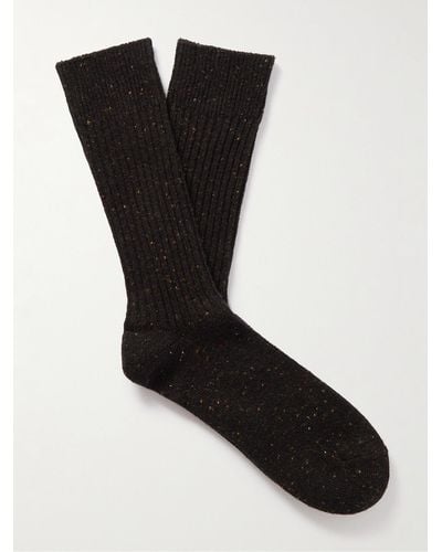 MR P. Mélange Ribbed-knit Socks - Black