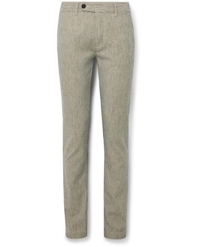 Massimo Alba Winch2 Slim-fit Striped Cotton-blend Pants - Gray