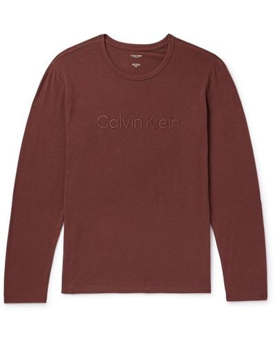 Calvin Klein Logo-embroidered Cotton-blend Pajama Top
