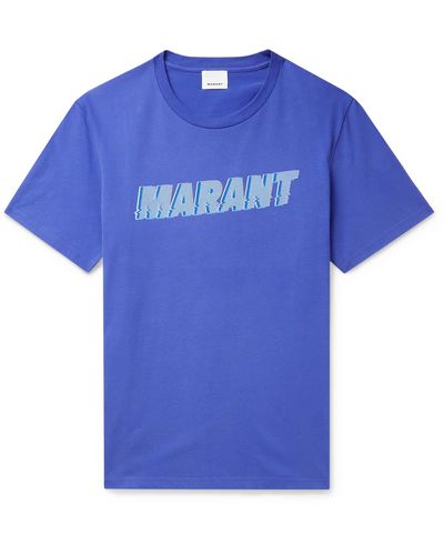 Isabel Marant Flash Logo-print Cotton-jersey T-shirt - Blue