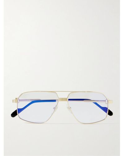 Cartier Goldfarbene Pilotenbrille aus Titan - Blau