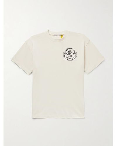 Moncler Genius Roc Nation by Jay-Z T-Shirt aus Baumwoll-Jersey mit Logoprint - Natur