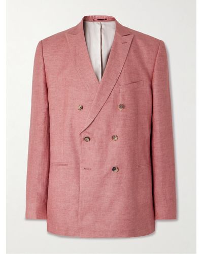 MR P. Double-breasted Linen Suit Jacket - Pink