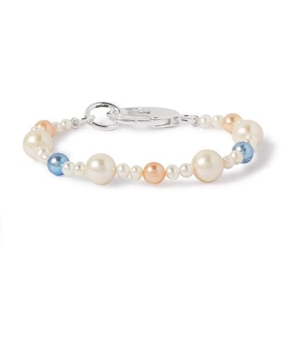 Hatton Labs Xl Pebbles Silver Pearl Bracelet - White
