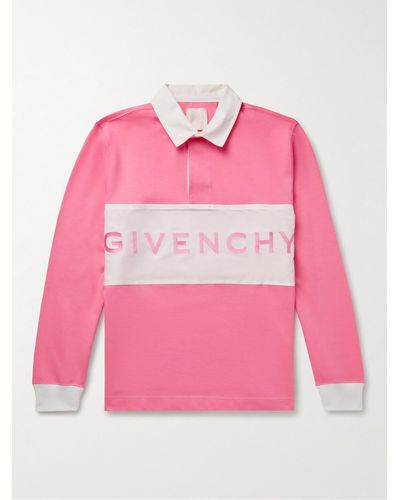 Givenchy Logo-embroidered Colour-block Cotton-jersey Polo Shirt - Pink
