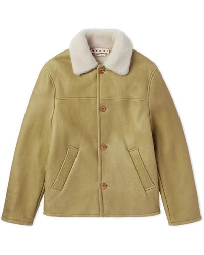 Marni Cloudy Shearling-lined Leather Jacket - Green