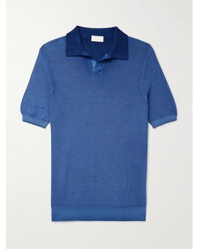 Altea Schmal geschnittenes Polohemd aus Baumwoll-Piqué - Blau