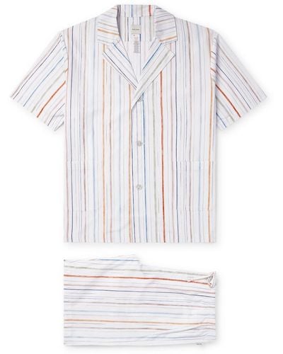 Paul Smith Camp-collar Striped Organic Cotton-poplin Pajama Set - White
