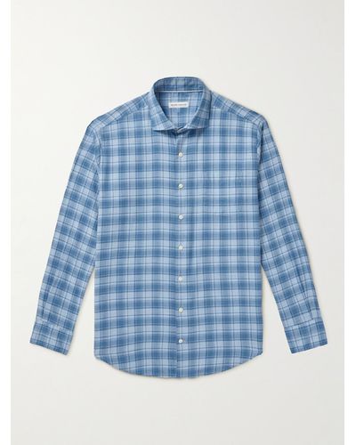Peter Millar Fillmore Spread-collar Checked Cotton-twill Shirt - Blue