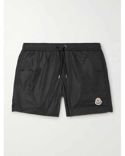 Moncler Shorts da mare slim-fit medi con logo applicato - Nero