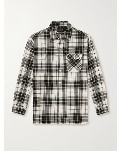 Beams Plus Checked Cotton-flannel Shirt - Grey