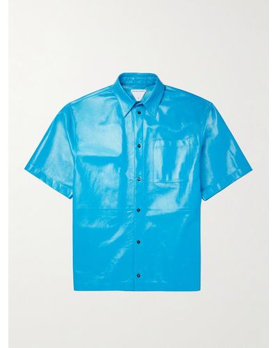 Bottega Veneta Textured-leather Shirt - Blue